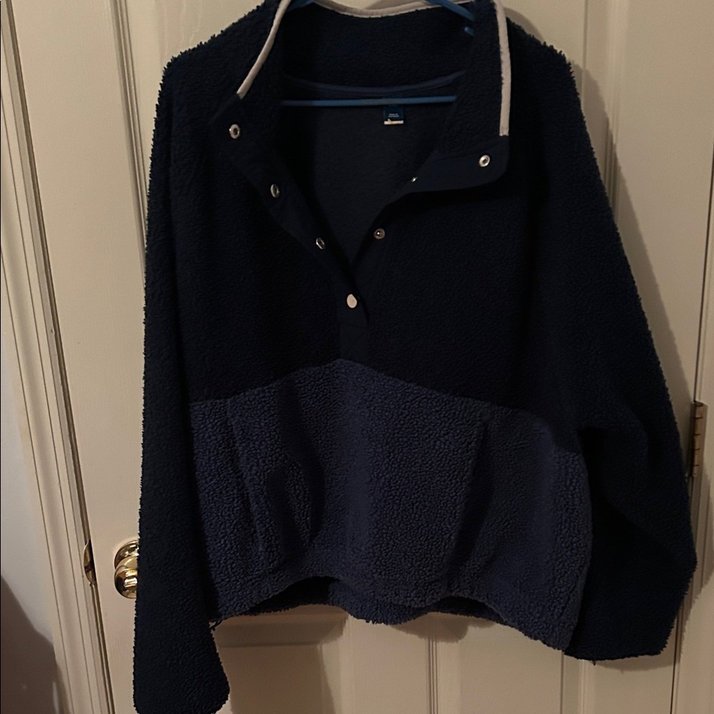 Navy and Dark Blue Sherpa Pullover